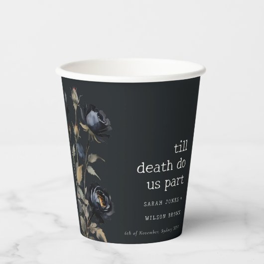 Elegant Gotisch Donker Waterverf Zwart Roos Bruilo Papieren Bekers (Voorkant)