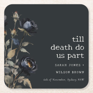 Elegant Gotisch Donker Waterverf Zwart Roos Bruilo Vierkante Kartonnen Onderzetter