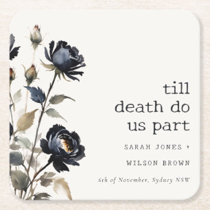 Elegant Gotisch Donker Waterverf Zwart Roos Bruilo Vierkante Kartonnen Onderzetter