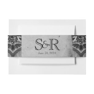 Elegant Gotisch Kant Posh Bruiloft Belly Band Uitnodigingen Wikkel