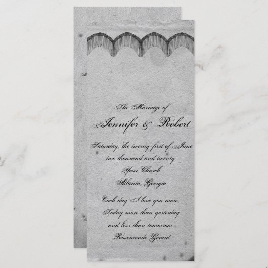 Elegant Gotisch Kant Posh Huwelijksprogramma Programma (Voorkant / Achterkant)