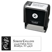 Elegant Gotisch  Monogram Retouradres Zelfinktende Stempel (In situ)