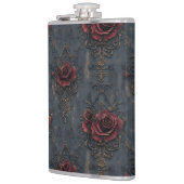 Elegant gotisch patroon met rode rozen heupfles (Links)