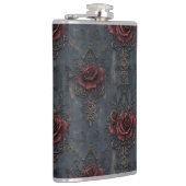 Elegant gotisch patroon met rode rozen heupfles (Rechts)