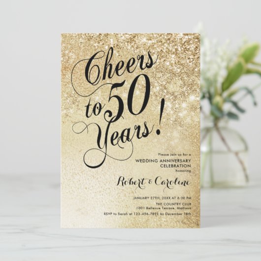 Elegant Goud 50e Jubileum Kaart (Staand voorkant)