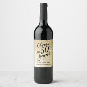 Elegant Goud 50ste Verjaardag Wijn Etiket