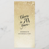 Elegant Goud 70ste Verjaardag Menu (Achterkant)