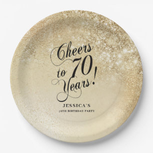 Elegant Goud 70ste Verjaardag Papieren Bordje