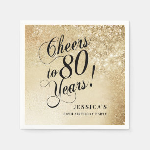 Elegant Goud 80ste Verjaardag Servet