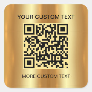 Elegant Goud Aangepaste Sjabloon Scannable QR Code Vierkante Sticker