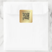 Elegant Goud Aangepaste Sjabloon Scannable QR Code Vierkante Sticker (Tas)