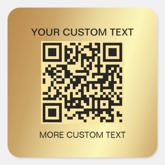 Elegant Goud Aangepaste Sjabloon Scannable QR Code Vierkante Sticker (Voorkant)