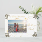 Elegant Goud Abstract Foto Kerst Kaart (Staand voorkant)