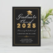 Elegant Goud Afstudeerder Pet Lijst Zwart 2024 Afs Aankondiging (Staand voorkant)