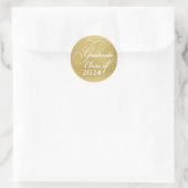 Elegant Goud Afstuderen Klasse van 2024 Dank u Ronde Sticker (Tas)