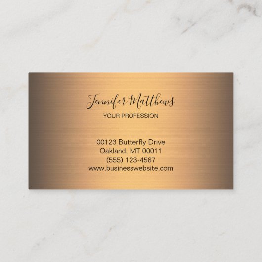 Elegant Goud Agaat Glitter Script Visitekaartje (Achterkant)