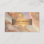 Elegant Goud Agaat Glitter Script Visitekaartje (Voorkant)