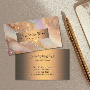 Elegant Goud Agaat Glitter Script Visitekaartje