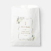 Elegant goud Aquarel Witte Bloemen Doop Bedankzakje (Voorkant)