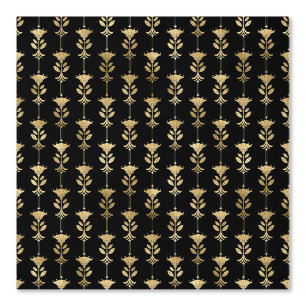 Elegant Goud Art Deco Patroon Zwart Behang