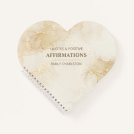 Elegant Goud Beige Waterverf Hart Vorm Spiraal Notitieboek