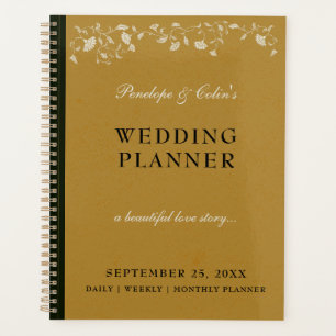 Elegant Goud Bibliotheek Boek Hoesje Bruiloft Planner