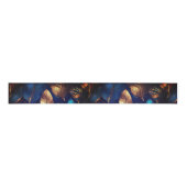 Elegant Goud Blauw Foliage Natuur Ontwerp Grosgrain Lint (Voorkant)