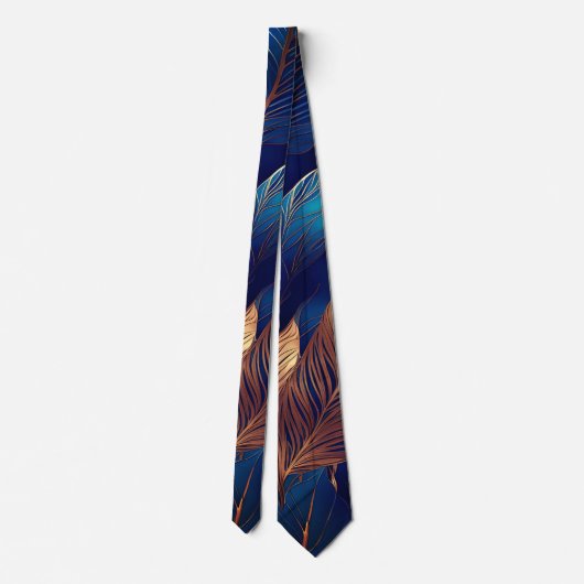Elegant Goud Blauw Foliage Natuur Ontwerp Stropdas (Achterkant)