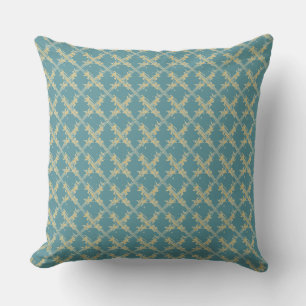 Elegant, Goud Blauw Rooster Patroon Kussen