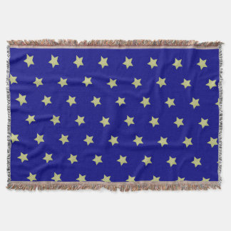 Elegant Goud & Blauwe Sterrenpatroon Deken