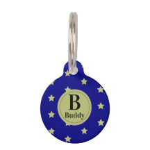 Elegant goud & blauwe sterrenpatroon monogram
