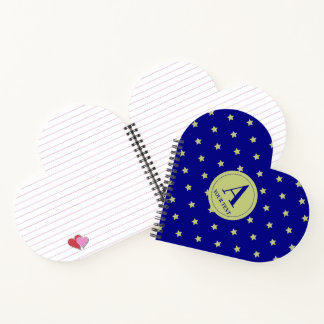 Elegant goud & blauwe sterrenpatroon monogram notitieboek