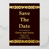 Elegant Goud Bloei Bruiloft Folie Save The Date Folie Uitnodiging (Voorkant)