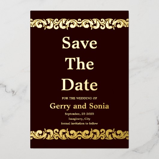 Elegant Goud Bloei Bruiloft Folie Save The Date Folie Uitnodiging (Voorkant)