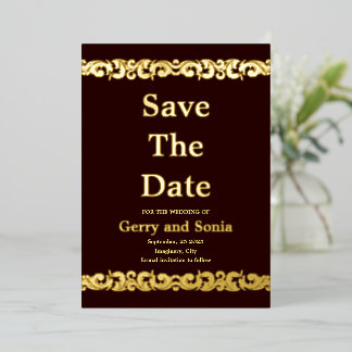 Elegant Goud Bloei Bruiloft Folie Save The Date Uitnodiging