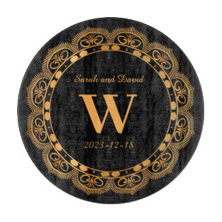 Elegant goud bloeien monogram bruiloft Jubileum Snijplank