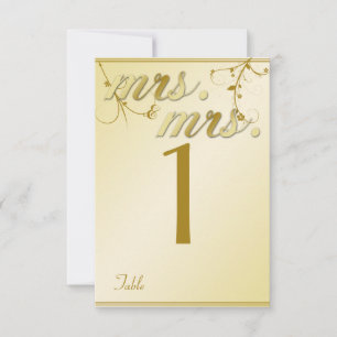 Elegant Goud Bloemen Gay Trouwtafel Nummer Kaart
