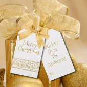 Elegant Goud Bloemen Vrolijk Kerstfeest Cadeaulabel