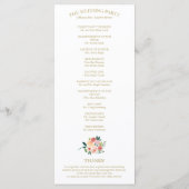 Elegant Goud Bloemen Waterverf Trouwprogramma 4x9 Programma (Achterkant)