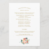 Elegant Goud Bloemen Waterverf Trouwprogramma Programma (Achterkant)