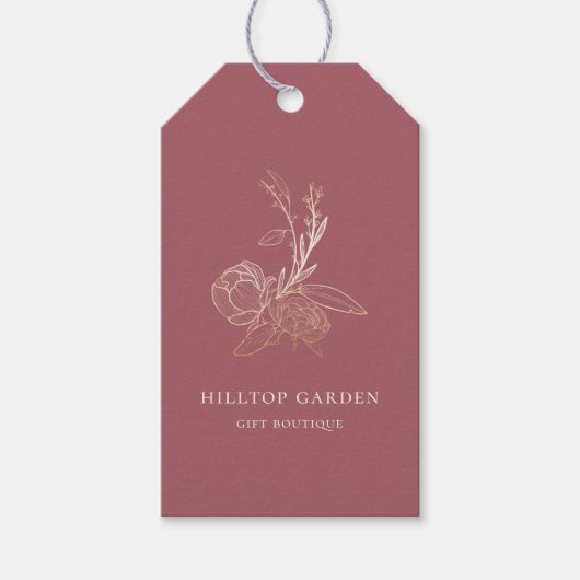 Elegant Goud Botanische Bloemen Prijs Labels Cadeaulabel (Voorkant)