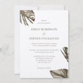 Elegant Goud Botanische Monstera Verlaat Bruiloft Kaart (Voorkant)