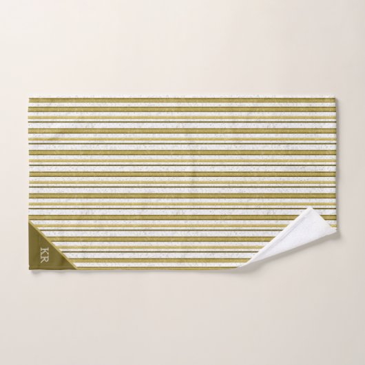 Elegant Goud Bruin Strepen Modern Monogrammed Bad Handdoek (Handdoek)