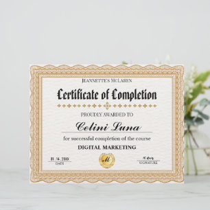 Elegant Goud Certificaat van Voltooiing - Modern
