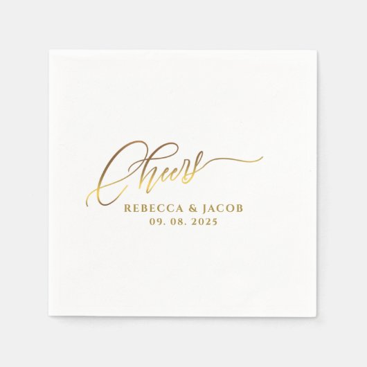 Elegant Goud Cheers Kalligrafie Script Servet (Voorkant)