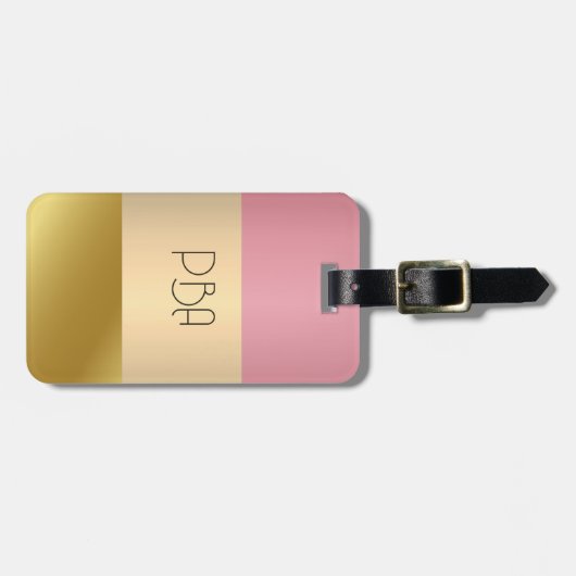 Elegant Goud Chopper Roze Metallic monogram Naam Bagagelabel (Voorkant horizontaal)