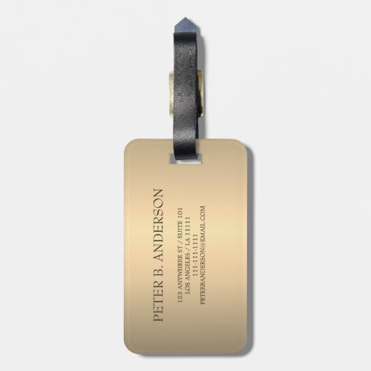 Elegant Goud Chopper Roze Metallic monogram Naam Bagagelabel (Achterkant verticaal)