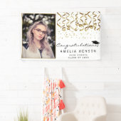 Elegant Goud Confetti Afstuderen Fotobanner Spandoek (Insitu)