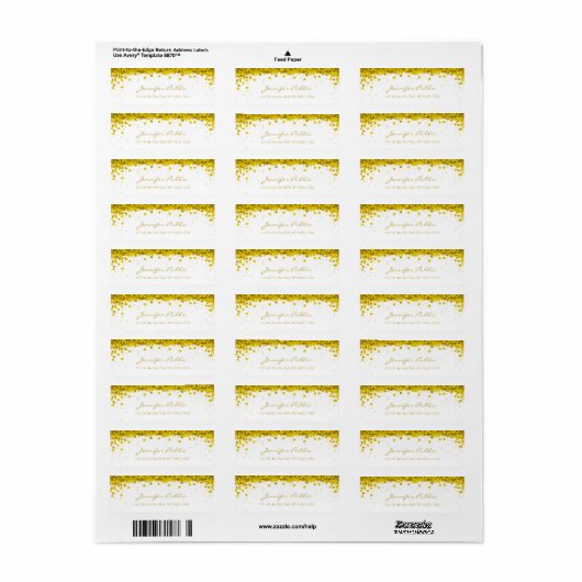 Elegant Goud Confetti Script Luxe Modern Plain Etiket (Full Sheet)