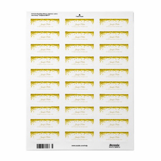 Elegant Goud Confetti Script Luxury Modern Plain Etiket (Full Sheet)